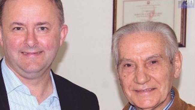 Still from ABC 730 of a photograph featuring Anthony Albanese with his father Carlo. Picture: Lisa Golden