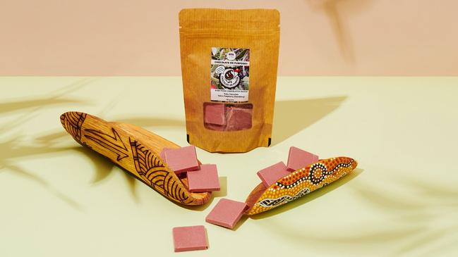 The handcrafted chocolate combinations using Australian native botanicals such as Garal (Wattleseed), Boombera (Macadamia Nut), Gulalung (Finger Limes), Wyrrung (Wild Rosella) and many others. Picture: Supplied