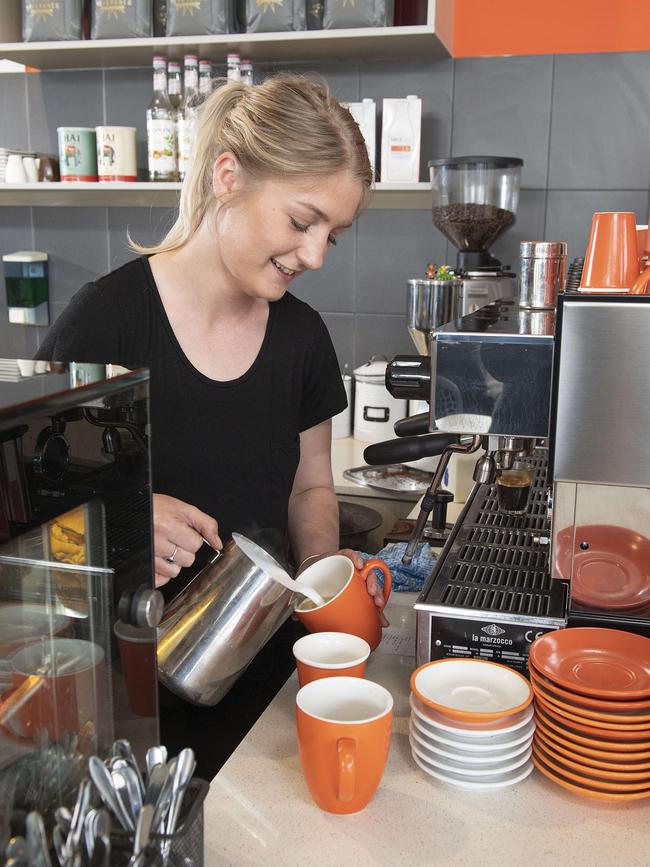 Barista Chelsea Rowarthy. Picture: Ellen Smith