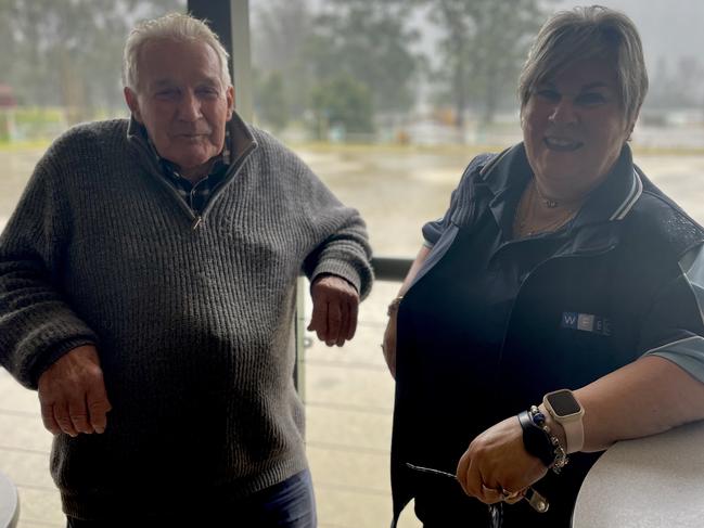 Barry Roberts and Margaret Pratt standing on the bowling club’s deck. Picture: Odessa Blain