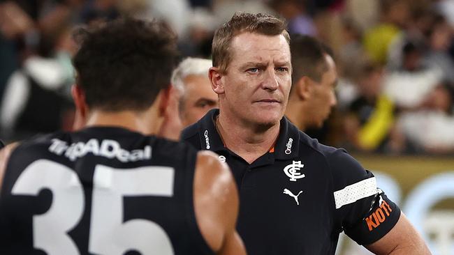 Carlton coach Michael Voss is increasingly coming under the pump. Picture: Michael Klein