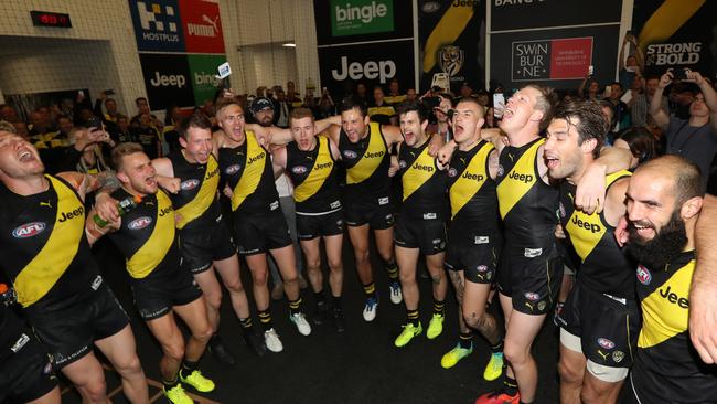 Richmond celebrate their win. Picture: Alex Coppel