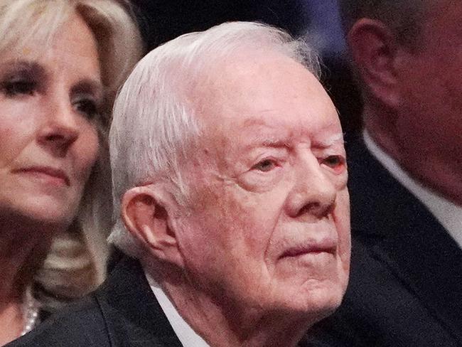 Former US president Jimmy Carter, pictured at the 2018 funeral of former US president George H. W. Bush, has died. Picture: AFP