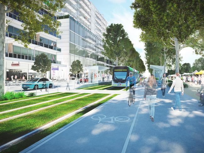 An artist’s impression of what Fishermans Bend could look like in the future. Image: The City of Port Phillip/Aspect Digital