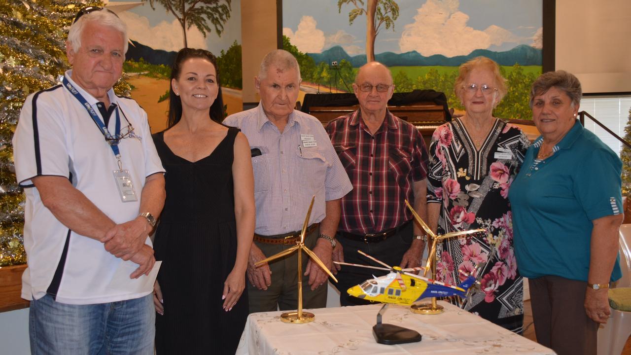 SUPPORT: Lifeflight's Geoff Clements accepts the $1200 donation from AGL's Sharyn Garrett and Kingaroy Senior Citizens committee members Gordon Glode, Evan Jackwitz, Clare Schultz and Lorraine Bochmann. (Photo: Jessica McGrath)