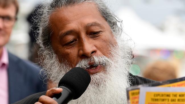 Greens Dominic Wy Kanak speaks during a rally on climate inaction outside the Bondi Pavilion, Bondi Beach in 2019. Picture: Bianca De Marchi.