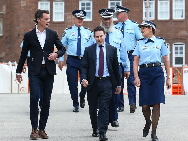 David Ossip pictured with Premier Chris Minns, Karen Webb, NSW Police Commissioner, and Rabbi Mendel Kastel. Picture: NewsWire / Gaye Gerard