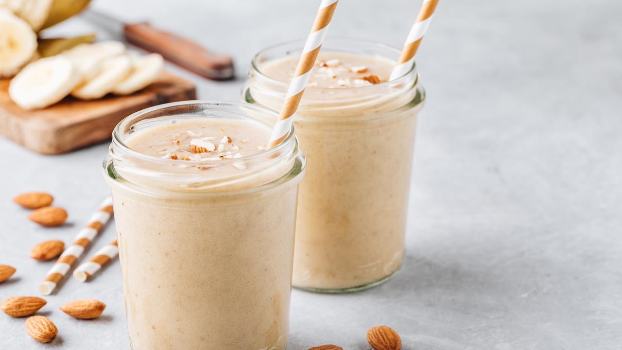 A homemade smoothie with almonds and bananas is the way to go.