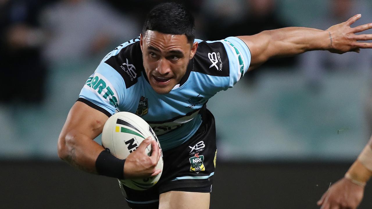 Cronulla's Valentine Holmes during the NRL Semi Final match between the Cronulla Sharks and Penrith Panthers at Allianz Stadium, Sydney. Picture: Brett Costello