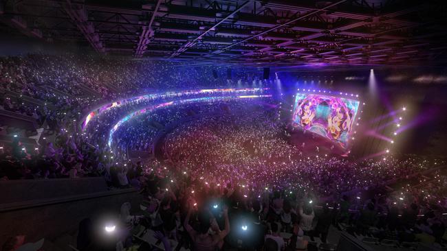 A concept image showing the inside of the proposed $700m Riverbank Arena. Picture: Supplied