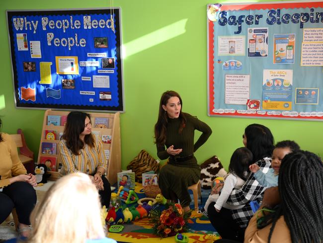 Kate Middleton spoke to mothers about the demands of parenting. Picture: Getty Images