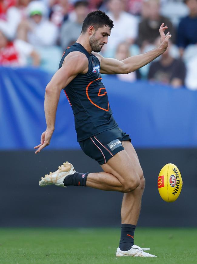 Jarrod Brander kicks for goal for the GWS Giants last year. Picture: Michael Willson/AFL Photos