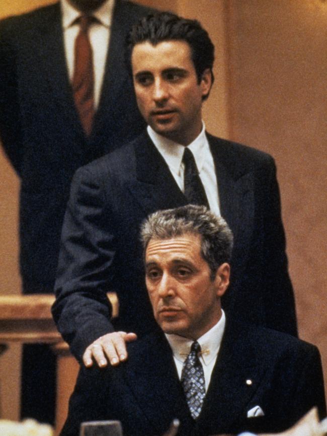 Al Pacino who plays lead character Michael Corleone and Andy Garcia who plays Vincent Mancini in The Godfather III.