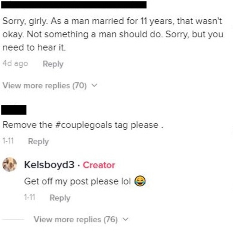 The bride has since defended her husband’s act after he was slammed online. Picture: TikTok/kelsboyd3
