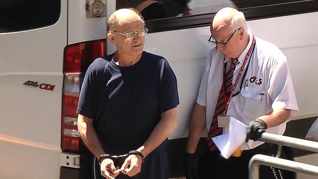 Domenic Perre being led into Adelaide Magistrates Court. Picture: NINE NEWS