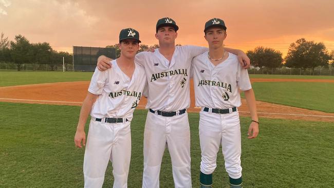 Tyler Howarth, Will Couzner and Tyler Green. Picture: Baseball SA