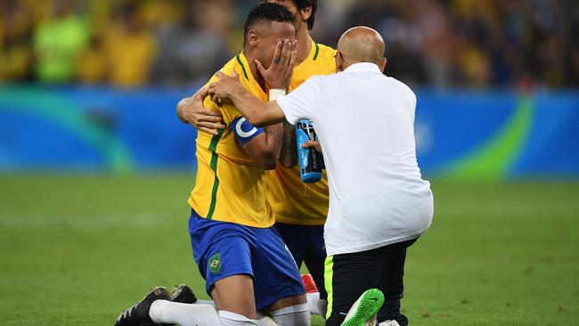 Neymar celebrates an incredible win.