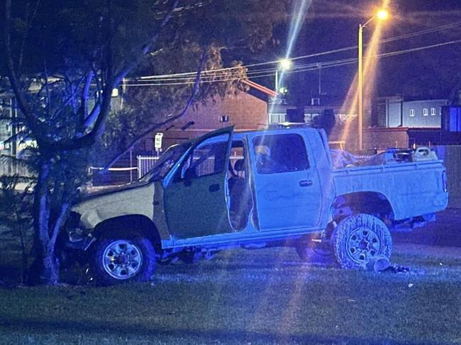 NT police are investigating a car crash where the driver of a white Toyota HiLux was found allegedly stabbed on Friday, February 14. Picture: Action For Alice