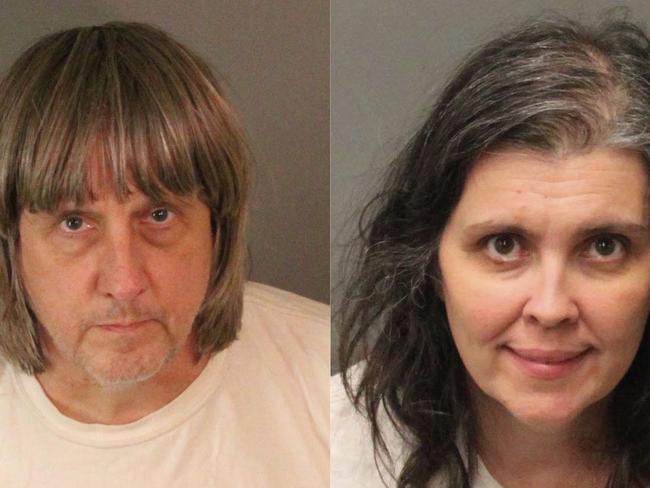 FILE - These undated photos provided by the Riverside County Sheriff's Department show David Allen Turpin, left, and Louise Anna Turpin. The couple have pleaded not guilty to multiple counts of torture, child abuse, dependent adult abuse and false imprisonment dating to 2010, when the family moved to California from outside Fort Worth, Texas. David Turpin also pleaded not guilty to performing a lewd act on a child under age 14. Since arresting David and Louise Turpin earlier this week, authorities said they have learned the children were confined to the house, chained to furniture, starved and often deprived the use of a toilet. Some of the children were so detached they didn't understand the concept of a police officer or medicine. (Riverside County Sheriff's Department via AP)