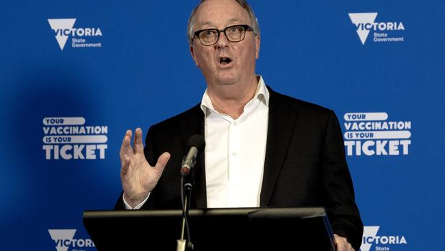 Victorian Health Minister Martin Foley provides a coronavirus update in Melbourne.  Picture: NCA NewsWire / David Geraghty