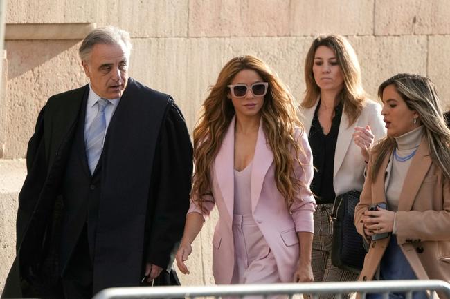 Spanish prosecutors are seeking an eight-year jail term for Colombian singer Shakira, seen here arriving at a Barceloan court for the first day of her tax fraud trial