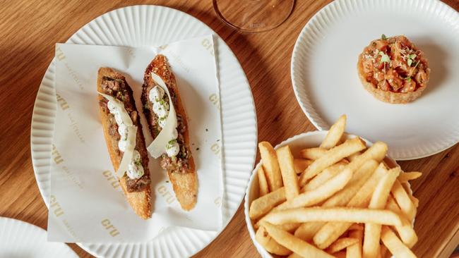 A spread of snacks at Cru Bar, Fortitude Valley.