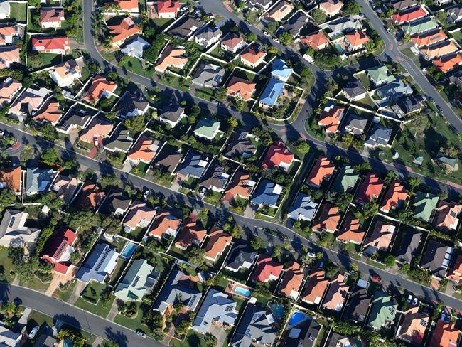 Aerial view of residential housing on the Gold Coast, Wednesday May 17, 2017. (AAP Image/Dave Hunt) NO ARCHIVING
