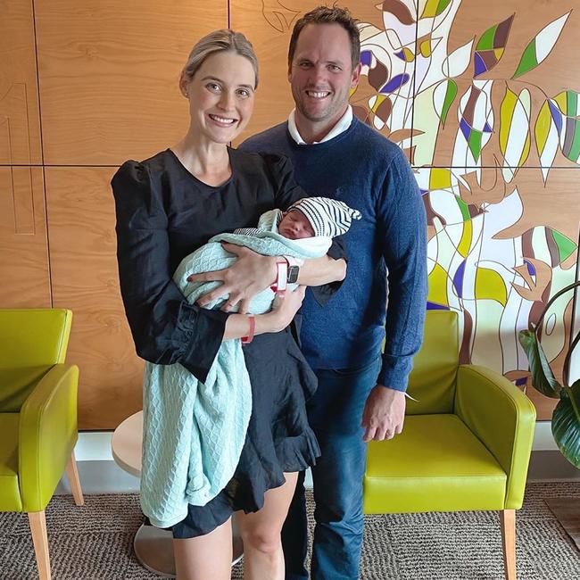 Nova presenter Kimberley Busteed and husband Chris Simpson shared news of the birth of their third child, a son named Jack Nicholas, on social media. Picture: Instagram/ @kimberleybusteed