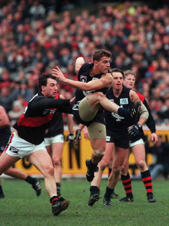 Former Federal junior Adrian Whitehead playing for Carlton against Essendon in 1997.