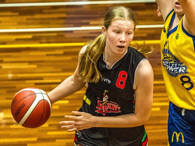 Spartan Summah Hanson in the Basketball Queensland Under-16 Girls State Championships between Southern District Spartans and Gladstone Power at Carina, Thursday, September 24, 2020 - Picture: Richard Walker