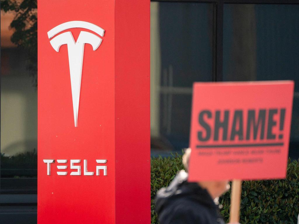 Tesla has experienced tanking global sales as Mr Musk becomes increasingly polarising. Picture: David Ryder/Getty Images/AFP