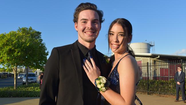 Logan Hoffmaster and Kiarma Scott at the Mackay Northern Beaches State High School formal, on Saturday October 17. Picture: Zizi Averill