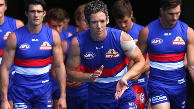 Bob Murphy leads the Bulldogs out last year.