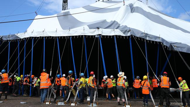 More than 60 technicians transformed the Showring into the huge 2400-seat tent. Photo by Jason McCawley/Getty Images