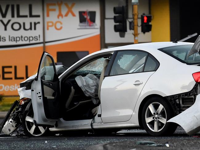 Car crash intersection Princes highway and Springvale Road, Springvale.  Several Police on scene.  Picture: Nicole Garmston