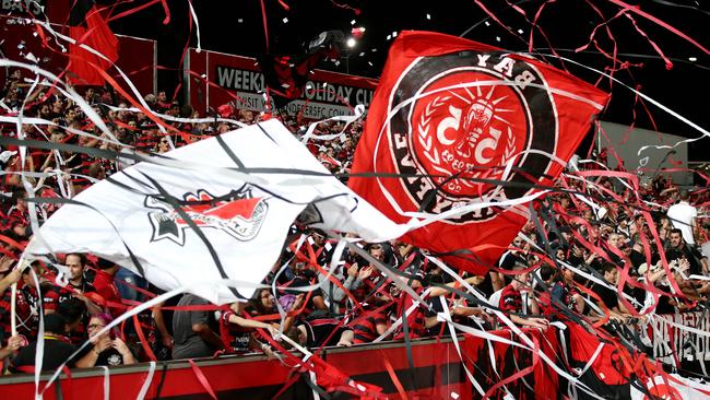 Western Sydney Wanderers fans at Pirtek Stadium in Parramatta. Picture: Gregg Porteous