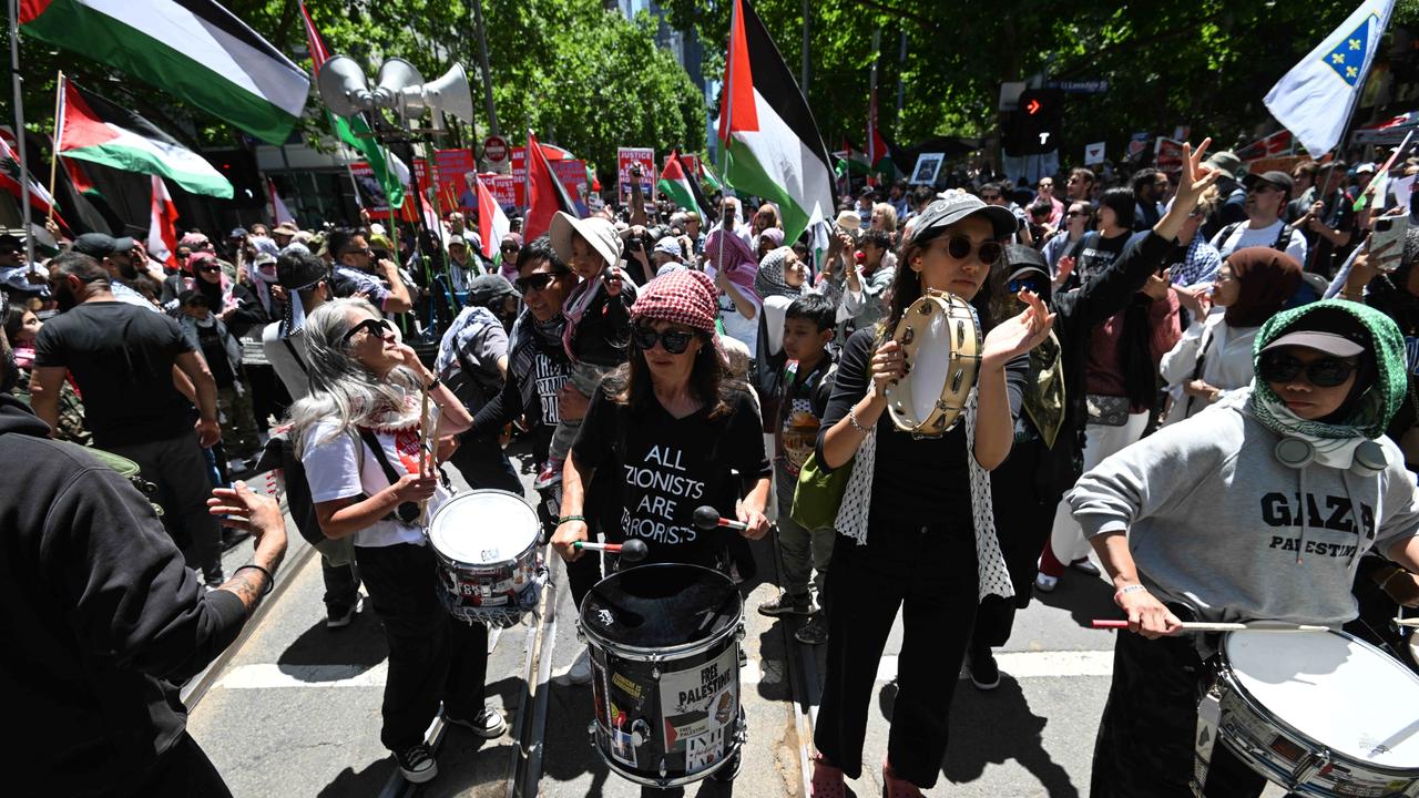 Protesters marched through the Melbourne CBD. Picture: NewsWire / Tony Gough.