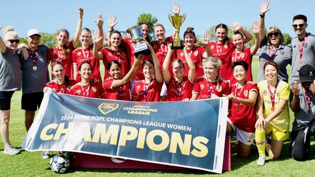 The Gold Coast Knights beat MA Olympic 3-0 in the grand final of the FQPL Women's Champions League played at Olympic Park, Townsville, on Saturday October 5 2024. Picture: Sharon Woodward.