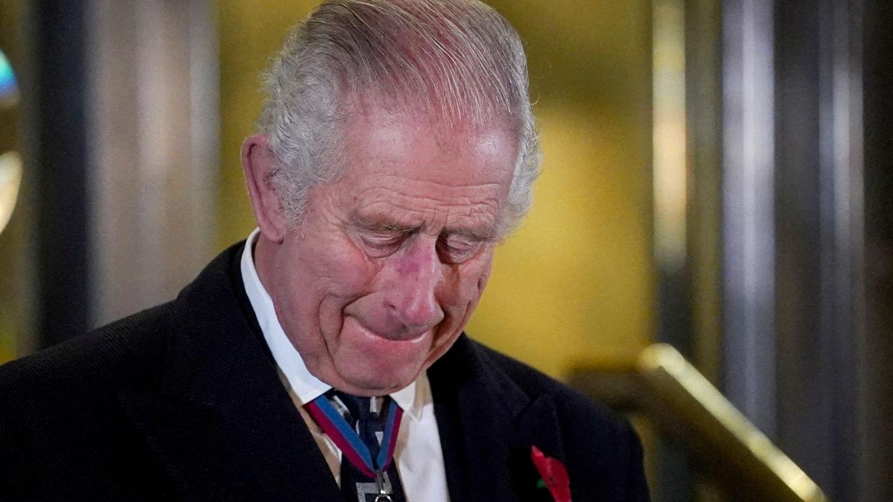 Britain's King Charles III reacts after unveiling statues of late Britain's Queen Elizabeth and late Britain's Prince Phillip. Picture: MAJA SMIEJKOWSKA / POOL / AFP)