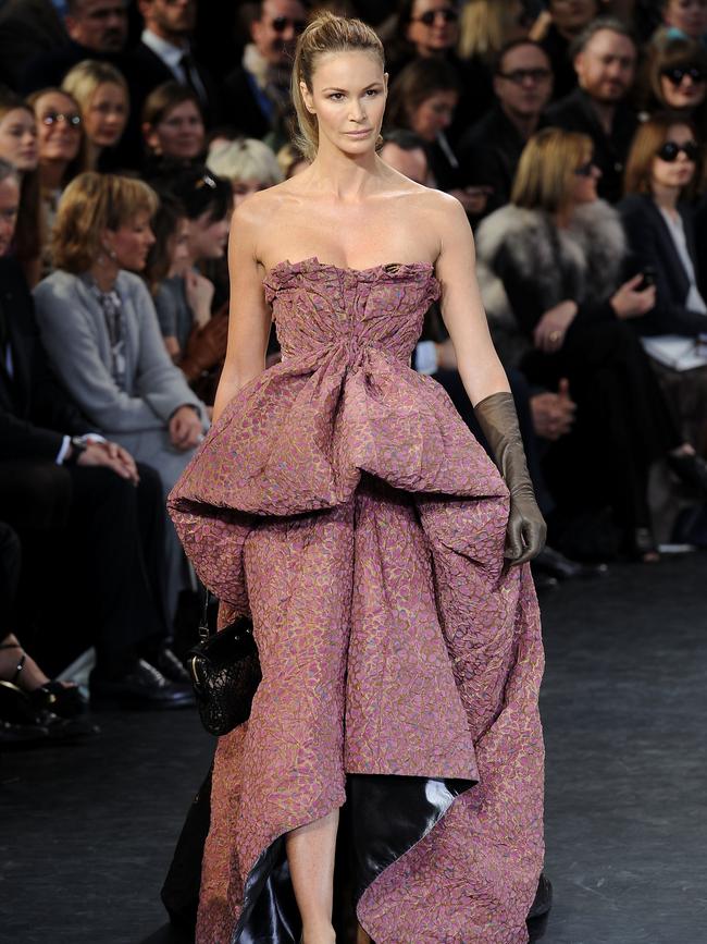 Elle MacPherson on the runway at Paris Fashion Week in 2010. Picture: Dominique Charriau