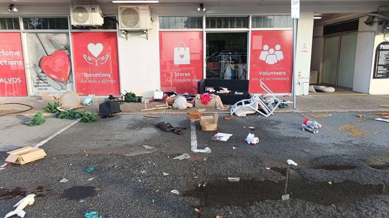 Photos of the carnage show trees ripped from the roots, rubbish strewn across the road and pathways and broken tables. Photo: Facebook/Hermann Vorster