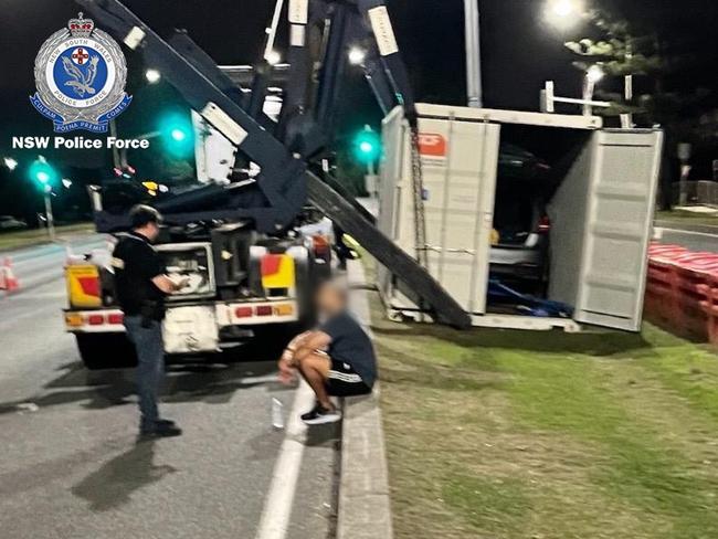 Fugitive Mostafa Baluch has been found in a Mercedes inside a truck shipping container while trying to cross into Queensland via the Gold Coast, more than two weeks after he disappeared while on bail. Picture: NSW Police