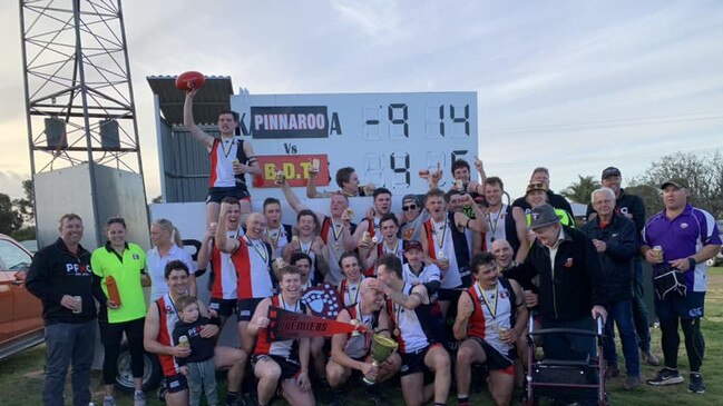 The Pinnaroo Football Club won the 2022 and last Mallee Football League A grade premiership. The league has dissolved and Pinnaroo will join forces with rival Lameroo and apply to play in the River Murray league. Picture: Facebook.