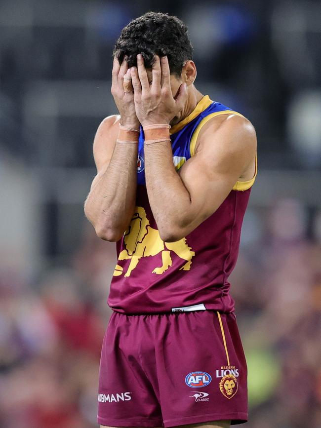 Charlie Cameron couldn’t watch after one of his six behinds. Picture: Getty Images