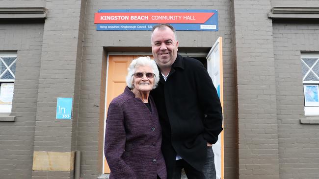 Nic Street, Liberal candidate for Nelson, with grandmother Marie Golding, who is a resident of Kingston Beach. Picture: NIKKI DAVIS-JONES