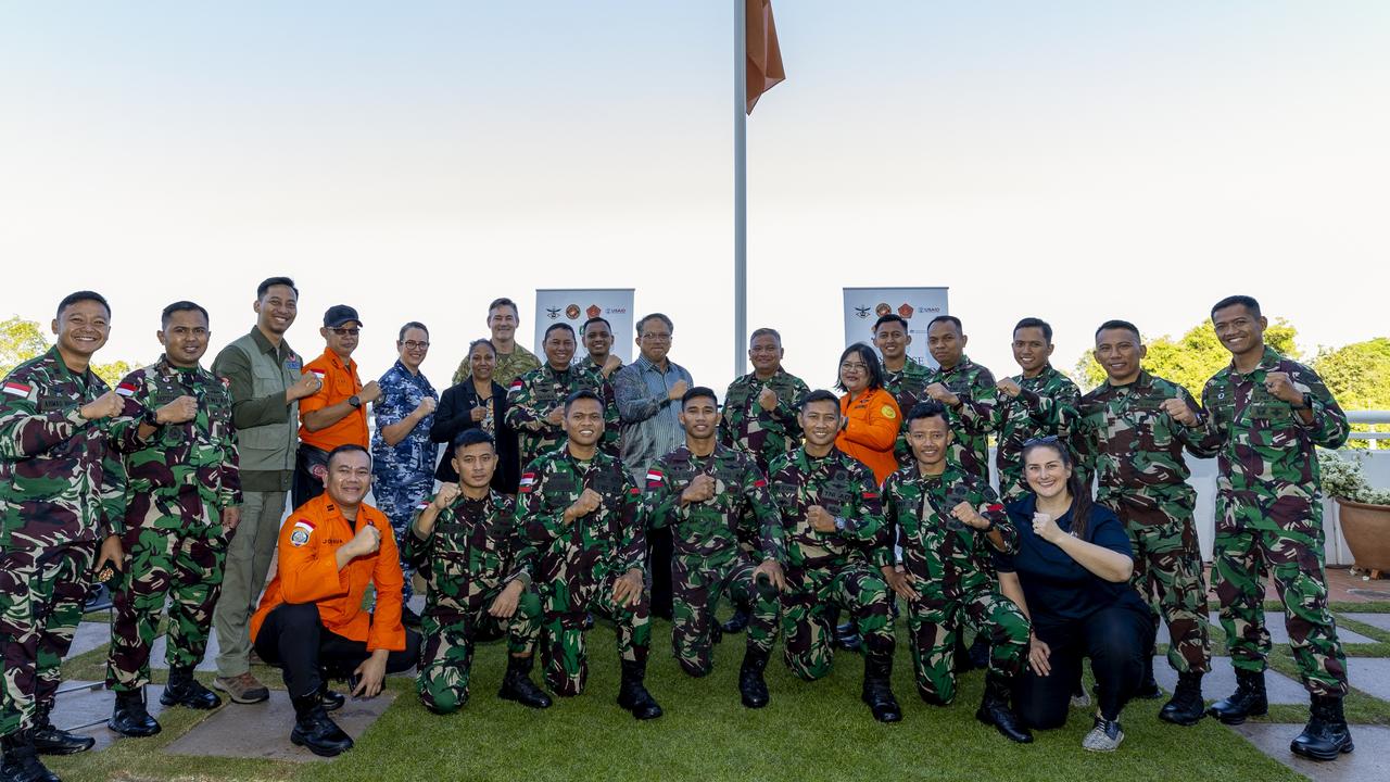 Indonesian soldiers strike a pose at Parliament House in Darwin. Picture: Department of Defence.