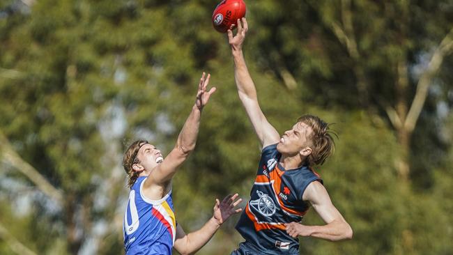 Calder Cannons big man Liam Podhajski, right, will feature in Saturday’s game. Picture: Valeriu Campan