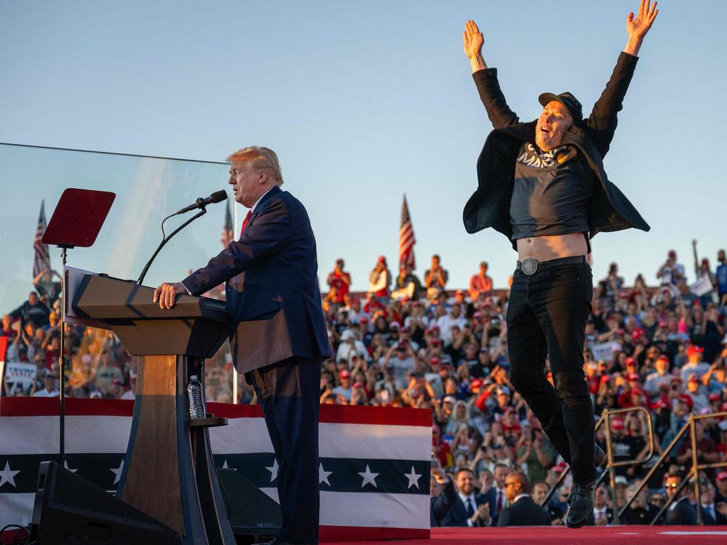 Donald Trump and Elon Musk at a campaign rally. Picture: Jim Watson/AFP