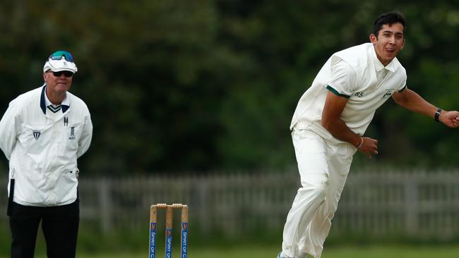 Ethan Jamieson bowling for Australian Universities. Picture supplied by UNSW Cricket Club.