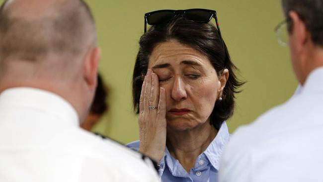 NSW Premier Gladys Berejiklian during a visit to Club Taree Evacuation Centre in Taree on Sunday.